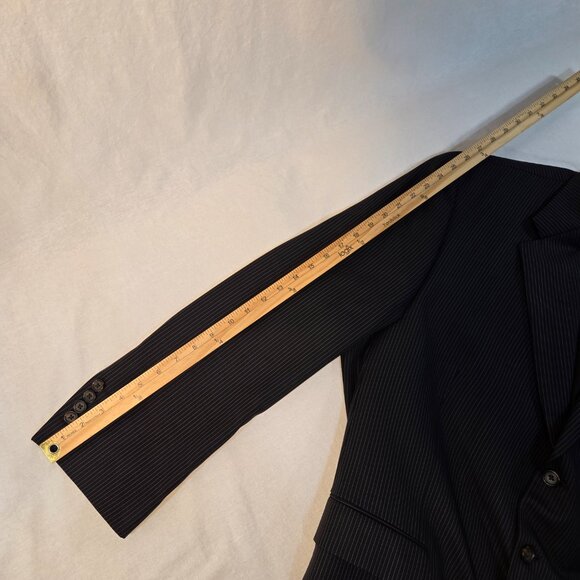 RALPH LAUREN Dillard's BLACK 100% Wool WHITE Pinstripe Blazer Men's Size 50R. - Picture 17 of 17
